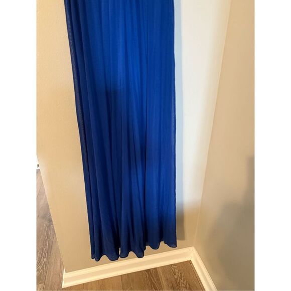 Cachet Size 8 Ruched Bodice Formal Maxi Gown Cobalt Blue With Silver Embroidery - Picture 8 of 10
